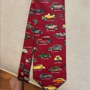 Red and Yellow Classic Car Themed Silk Tie